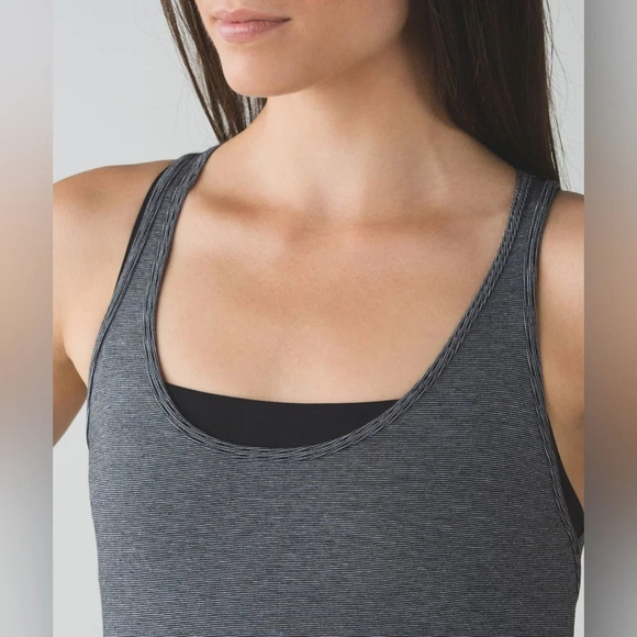 Lululemon Black White Micro Stripe Go For It Athletic Midi Dress Size 8 - Picture 5 of 11